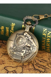 Tren Temalı Köstekli Saat