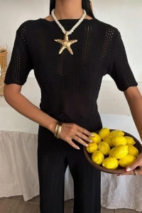 Triko Bluz Pantolon İkili Takım 10084-025