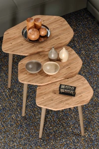 Trio 3lü Ahşap Zigon Sehpa