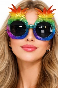 Tropikal Ananas Tasarımlı Renkli Hawaii Parti Gözlüğü