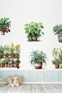 Tropikal Bitkiler Duvar Stickerı Model C