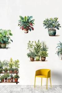 Tropikal Bitkiler Duvar Stickerı Model C