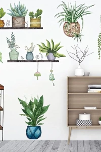 Tropikal Bitkiler Duvar Stickerı Model D