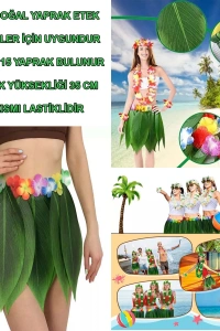 Tropikal Esintili Hawaii Yapraklı Parti Eteği Yetişkin Boy