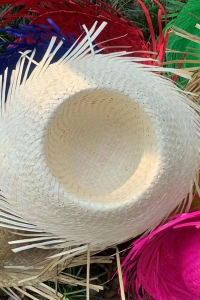 Tropikal Parti Beyaz Hasır Hawaii Şapkası
