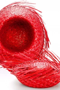 Tropikal Parti Kırmızı Hasır Hawaii Şapkası