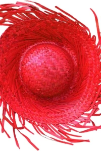 Tropikal Parti Kırmızı Hasır Hawaii Şapkası