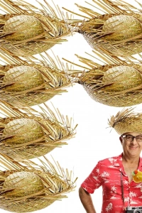 Tropikal Parti Natural Hasır Şapka