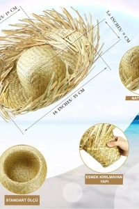 Tropikal Parti Natural Hasır Şapka