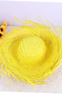 Tropikal Parti Sarı Hasır Hawaii Şapkası