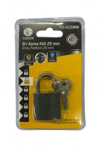Tudor 25 mm Kısa Gri Asma Kilit