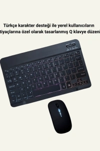 Türkçe Q Klavye Düzenli RGB Kablosuz Klavye Mouse Set
