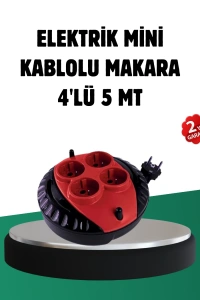 Türkiye Üretimi 5 Metre 4 Prizli Kablolu Makara