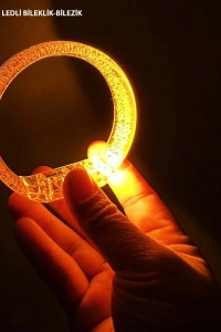 Turuncu Led Işıklı Baskı Yapılabilen Pilli Bileklik Bilezik