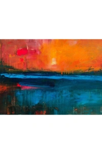 Turuncu Mavi Dekoratif Canvas Tablo (50x70)