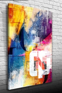 Turuncu Mavi ve Kırmızı Tonlarda Poster Kanvas Tablo 50 x70