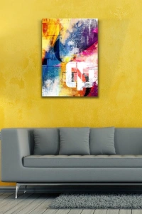 Turuncu Mavi ve Kırmızı Tonlarda Poster Kanvas Tablo 50 x70
