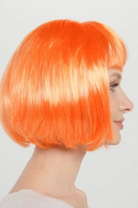 Turuncu Renk Küt Parti Peruğu Kısa Takma Saç