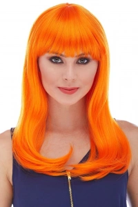 Turuncu Renk Uzun Düz Parti Peruğu