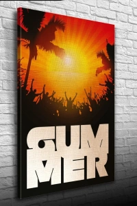 Turuncu ve Siyah Tonlarda Summer Afiş Görseli Kanvas Tablo 50 x 70