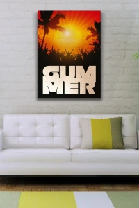 Turuncu ve Siyah Tonlarda Summer Afiş Görseli Kanvas Tablo 50 x 70