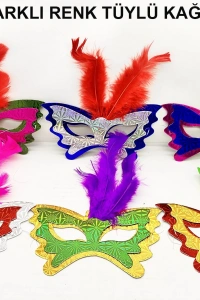 Tüylü Kağıt Parti Venedik Balo After Maskesi 6 Adet