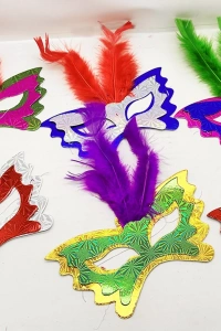 Tüylü Kağıt Parti Venedik Balo After Maskesi 6 Adet