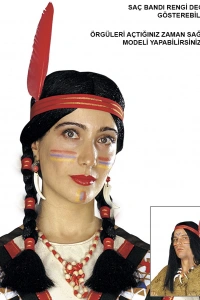 Tüylü Örgülü Hint Peruğu Kızılderili Peruğu