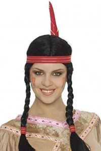 Tüylü Örgülü Hint Peruğu Kızılderili Peruğu