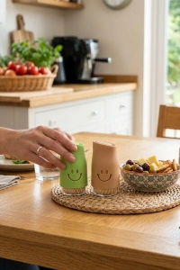 Tuzluk Model Kürdan - Şeffaf Cam - Renkli Plastik Kaplama