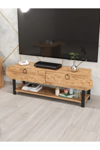 Tv Sehpası Ünitesi Tekli Orta Sehpa 3Lü Zigon Sehpa Set Üç Ürün Atlantik Çam