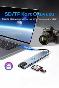 Type C Girişli 8 Port Dönüştürücü Ve Çoklayıcı