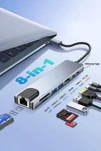 Type C Girişli 8 Port Dönüştürücü Ve Çoklayıcı