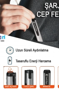 TYPE-C GİRİŞLİ MIKNATISLI ŞARJLI CEP FENERİ WATTON WT-333