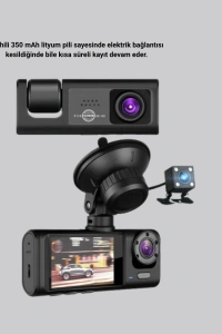 Üç Kameralı Araç DVR Full HD Gece Görüşlü ve 2 inç IPS Ekranlı