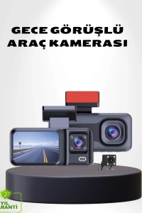 Üç Kameralı Dash Cam 170° Geniş Açılı Full HD Gece Görüşlü