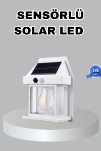Üç Modlu Güneş Enerjili Duvar Lambası 1800mAh Bataryalı ve Hareket Sensörlü