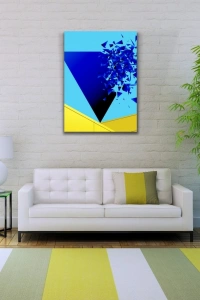 Üçgenler Mavi ve Turkuaz Renklerde Kanvas Tablo 50 x 70