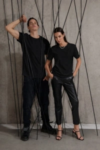 Unisex Kısa Kollu Bisiklet Yaka Basic Viskon Bluz