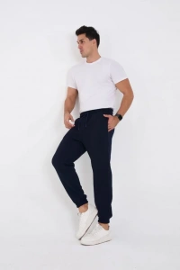 Unisex Kışlık Üç İplik Lastikli Eşofman Pantolon - Lacivert