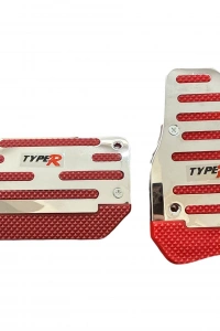 Universal Otomatik Metal Pedal Seti 2 Parça Krom Kırmızı
