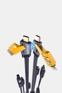 USB-C USB-A 4’ü 1 Arada Örgülü Kablo 65W Hızlı Şarj Metal Uç Dayanıklı