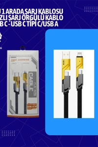 USB-C ve Lightning Uyumlu 4ü 1 Arada Kablo – 65W Hızlı Şarj, Örgülü Dayanıklı Yapı