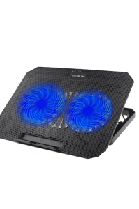 USB Girişli Laptop Soğutma Standı Çift Fan Mavi Işıklı Notebook Soğutucu