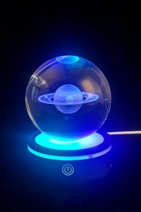 USBli Satürn Tasarımlı Dönen Cam Küre