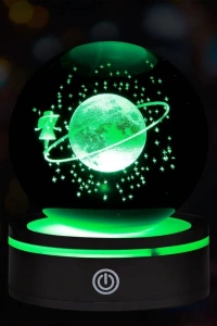 USBli Satürnlü Kız Tasarımlı Dönen Cam Küre