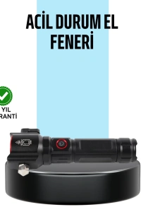 USB Şarjlı Çok Amaçlı El Feneri Çekiçli Pusulalı
