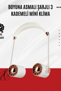 USB Şarjlı Katlanabilir Boyun Fanı | 3 Kademeli, Sessiz ve Taşınabilir Tasarım