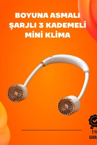USB Şarjlı Katlanabilir Boyun Fanı | 3 Kademeli, Sessiz ve Taşınabilir Tasarım