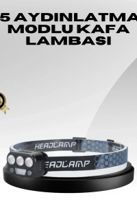 USB Şarjlı LED Kafa Lambası 300 Lümen Güç Göstergeli